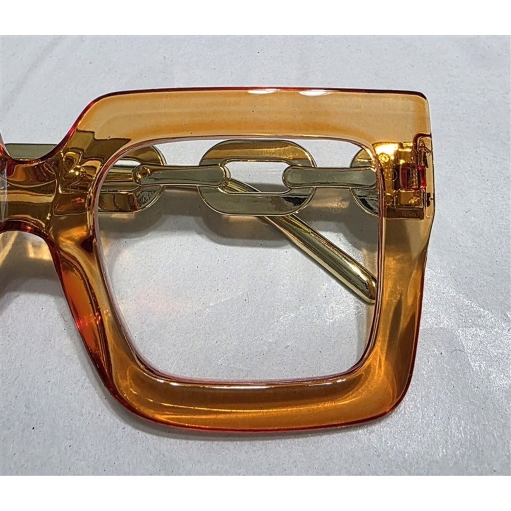 NWT EyeKepper 2.0 Square Cat Eye Orange Chain Arm Readers Reading Glasses 135437